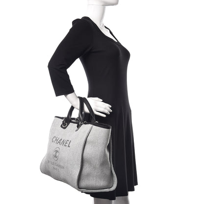Chanel Woven Straw Raffia Large Deauville Tote Grey 3 of 10