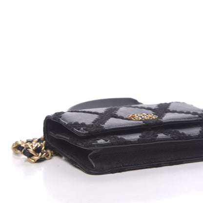 Chanel Calfskin Crochet 19 Wallet On Chain WOC Black 11 of 13