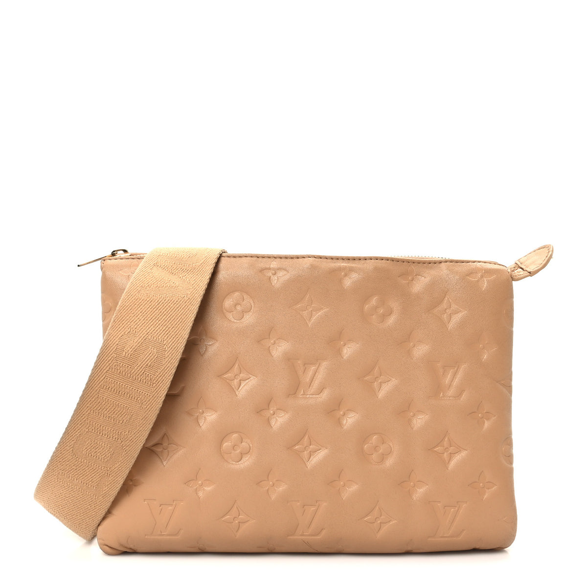 Lambskin Embossed Monogram Coussin MM Taupe