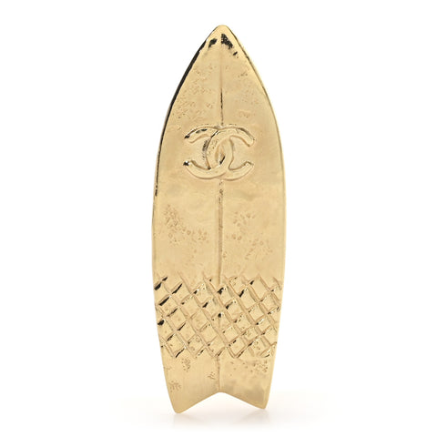 Metal CC Surfboard Brooch Gold