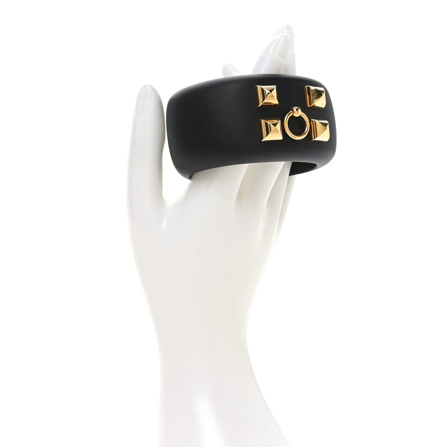 Hermes Pearwood Medor Wide Cuff Bracelet M Black 2 of 5
