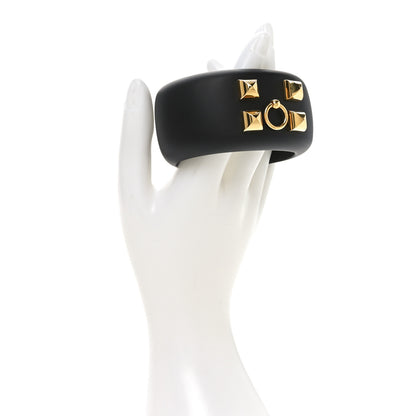 Hermes Pearwood Medor Wide Cuff Bracelet M Black 2 of 5
