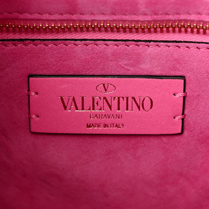 Valentino Garavani Crystal Suede Enamel Medium Roman Stud Shoulder Bag Pink PP 6 of 11