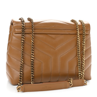 Saint Laurent Calfskin Y Quilted Monogram Small Loulou Chain Satchel Dark Natural 3 of 11