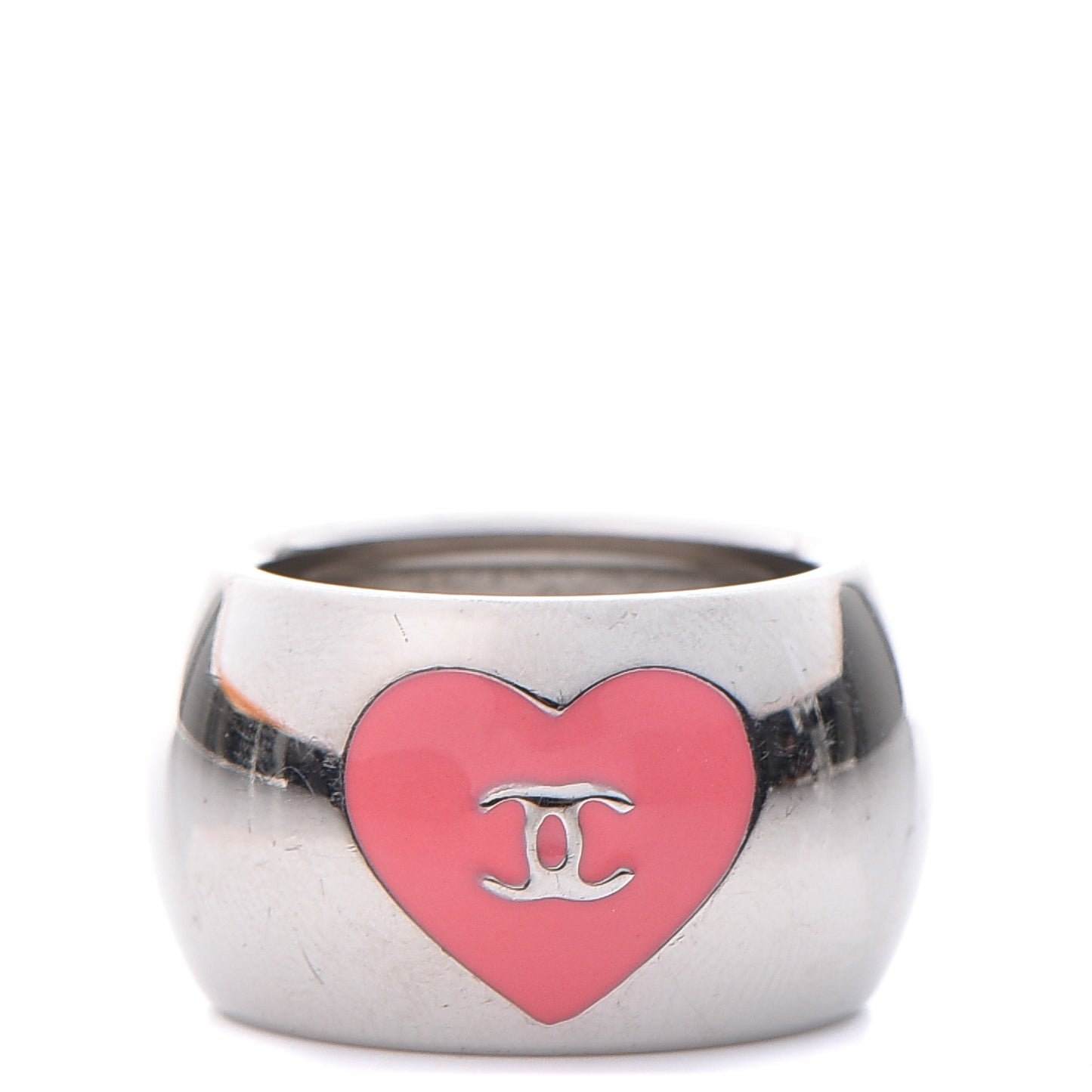 CC Heart Scarf Ring Silver Pink