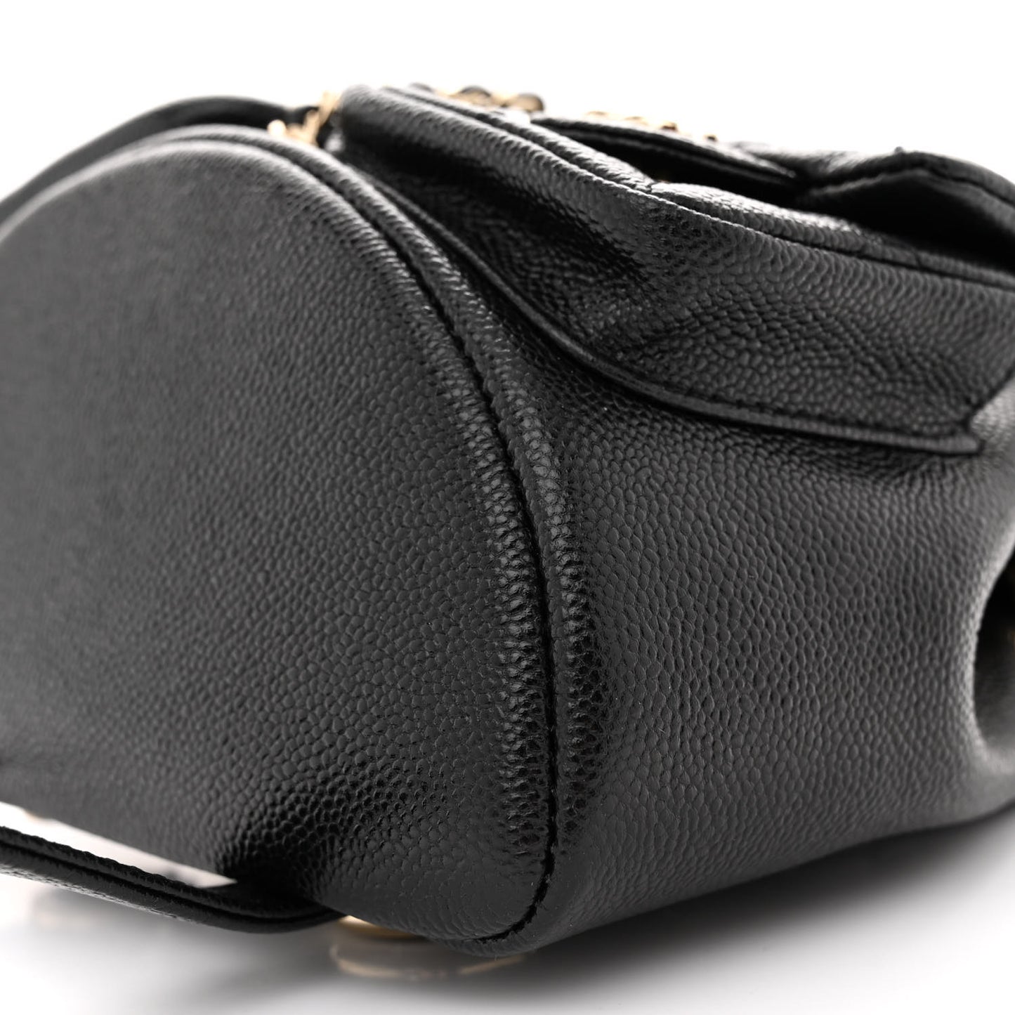 Shiny Caviar Quilted Small Duma Pockets Drawstring Backpack Black