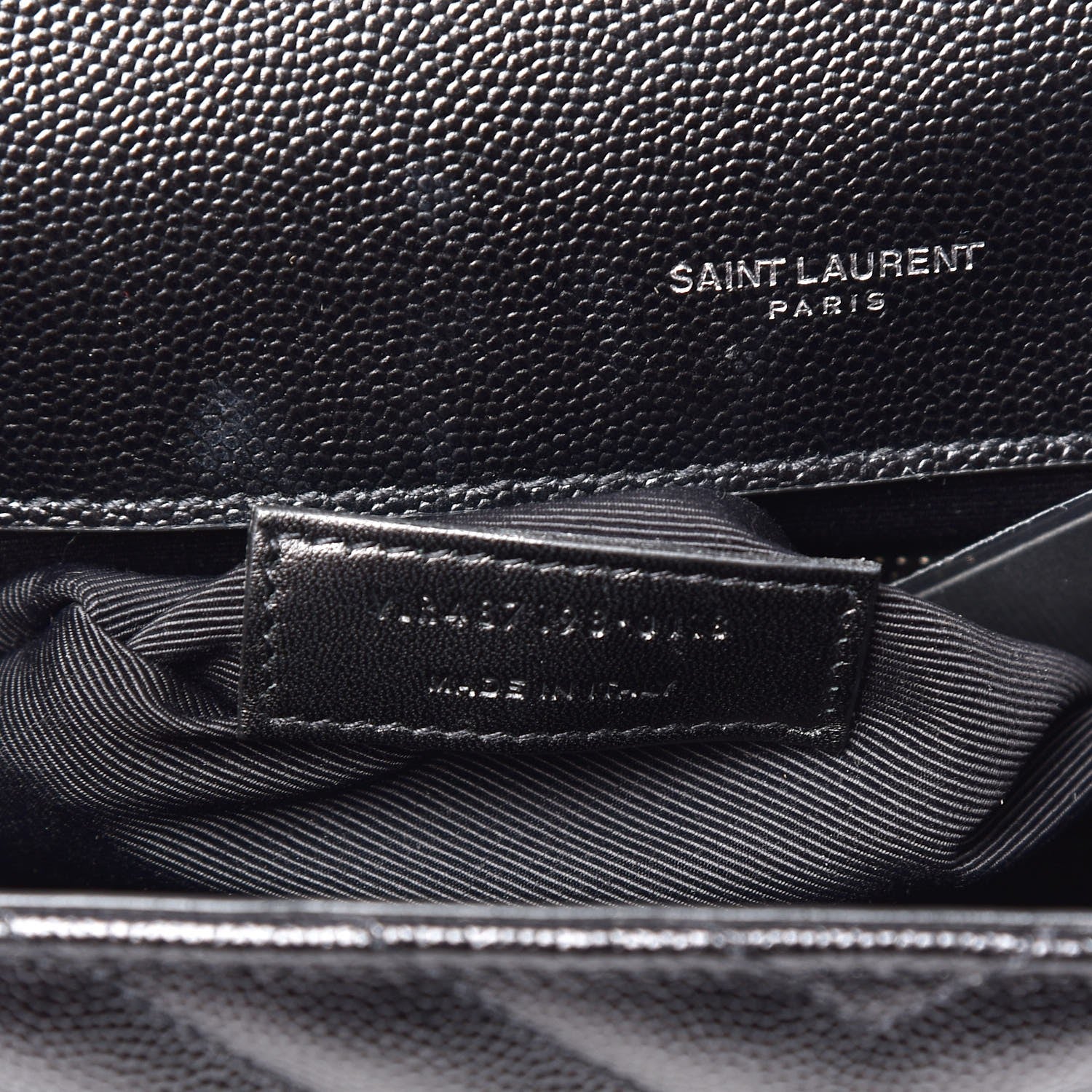 Saint Laurent Grain De Poudre Matelasse Chevron Large Monogram Satchel Black 8 of 8