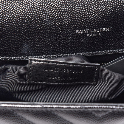 Saint Laurent Grain De Poudre Matelasse Chevron Large Monogram Satchel Black 8 of 8