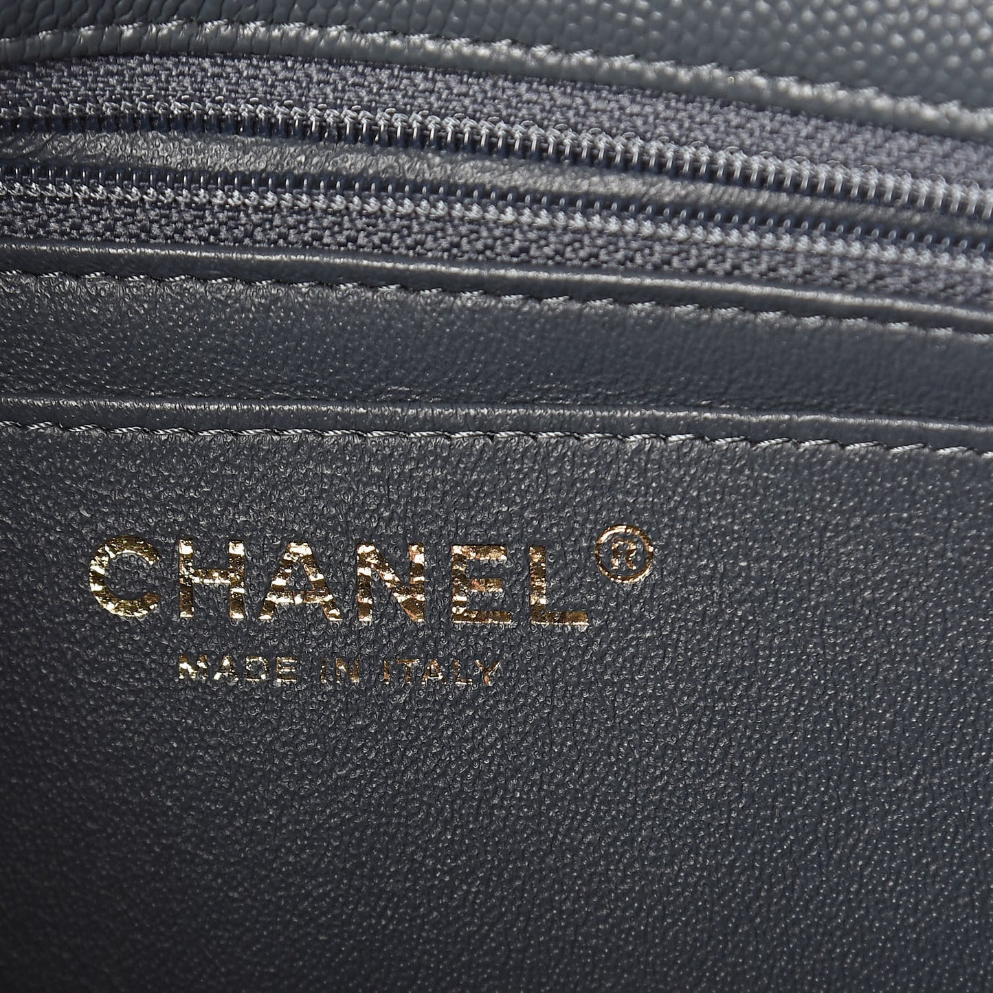 Caviar Quilted Mini Rectangular Flap Dark Grey