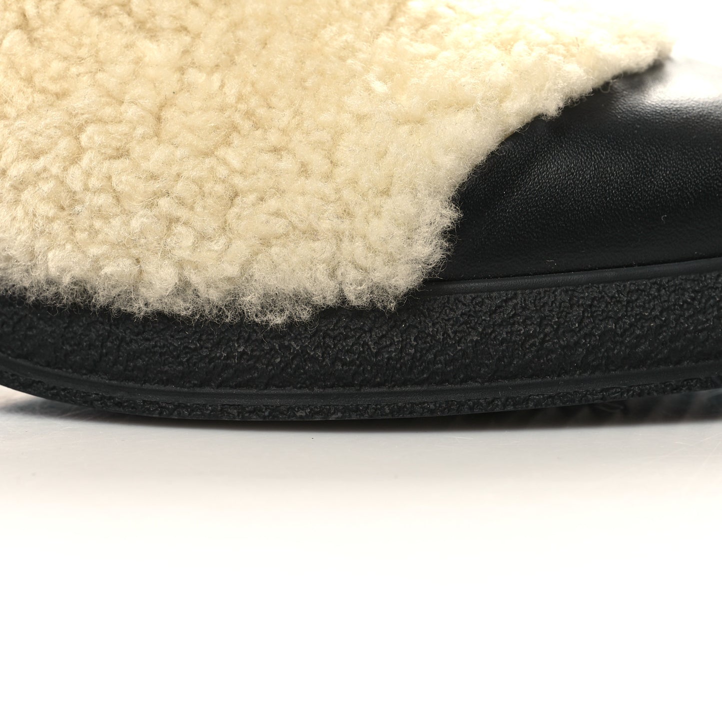 Calfskin Shearling Cap Toe Boots 37 Beige Black