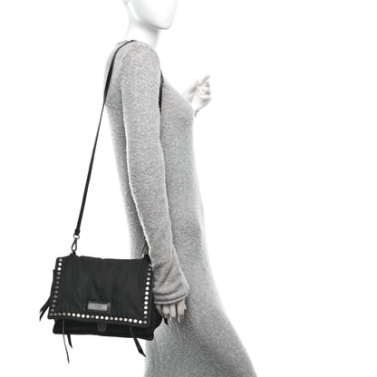 Prada Tessuto Nylon Studded Etiquette Flap Black 2 of 9