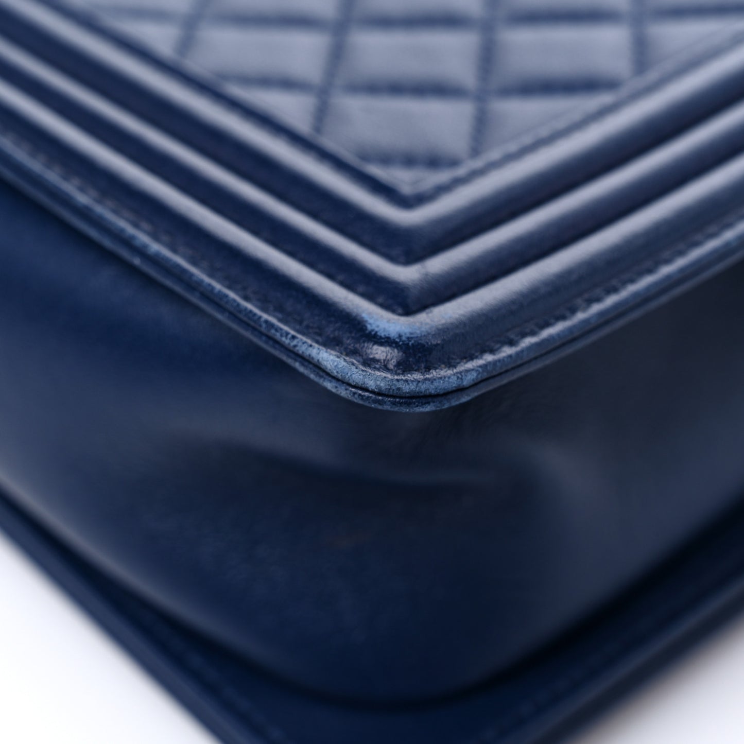 Lambskin Quilted Medium Boy Flap Dark Navy