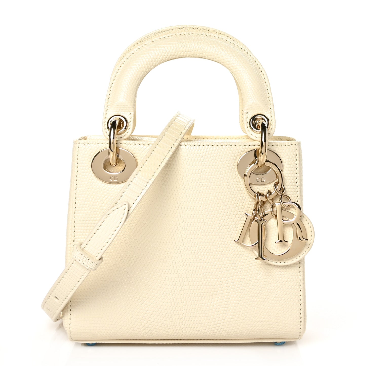 Lizard Mini Lady Dior White