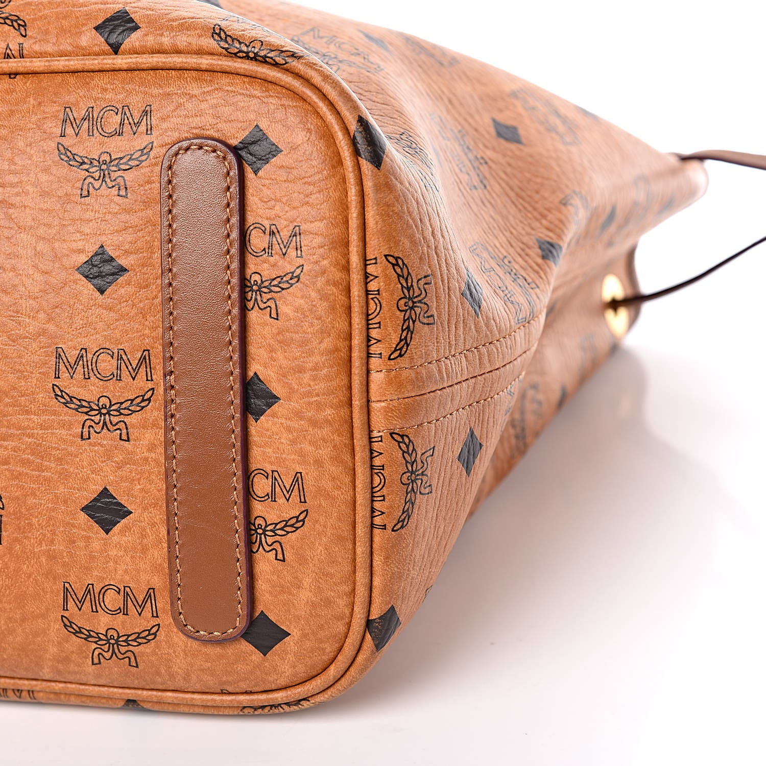 MCM Visetos Medium Liz Reversible Shopper Tote Cognac 10 of 15