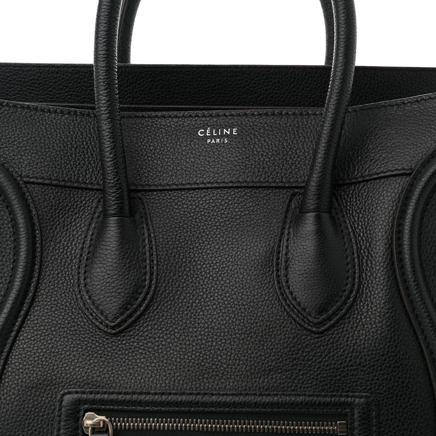 Celine Drummed Calfskin Mini Luggage Black 7 of 10