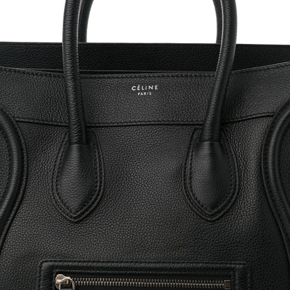 Celine Drummed Calfskin Mini Luggage Black 7 of 10