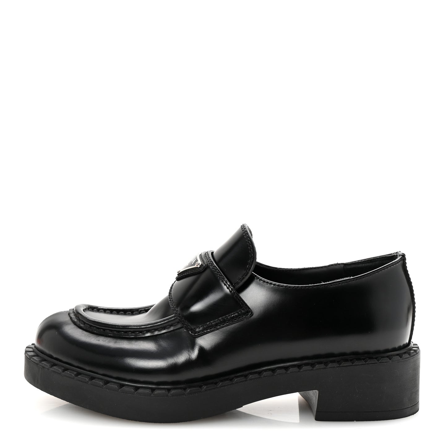 Spazzolato Metal Triangle Logo 50mm Loafers 37 Black