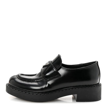 Prada Spazzolato Metal Triangle Logo 50mm Loafers 37 Black 1 of 10