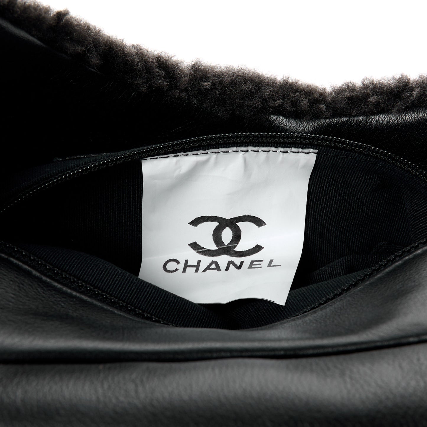 Shearling Quilted Hobo Black