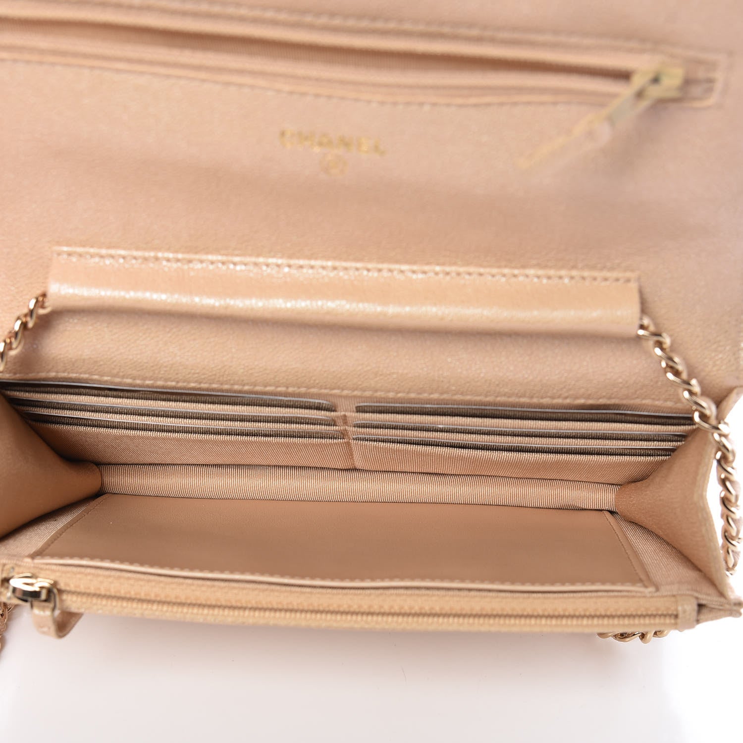 Chanel Iridescent Caviar Quilted Wallet On Chain WOC Beige 7 of 11
