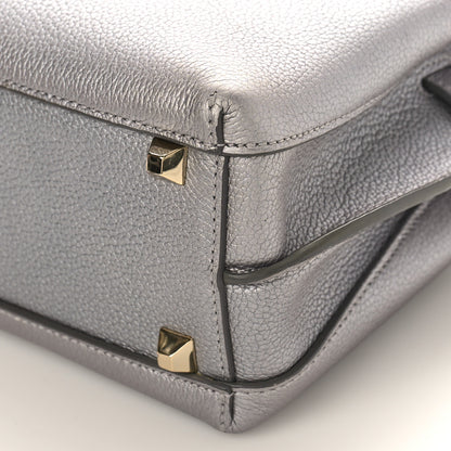 MCM Metallic Grained Calfskin Mini Milla Tote Spike Silver 9 of 9