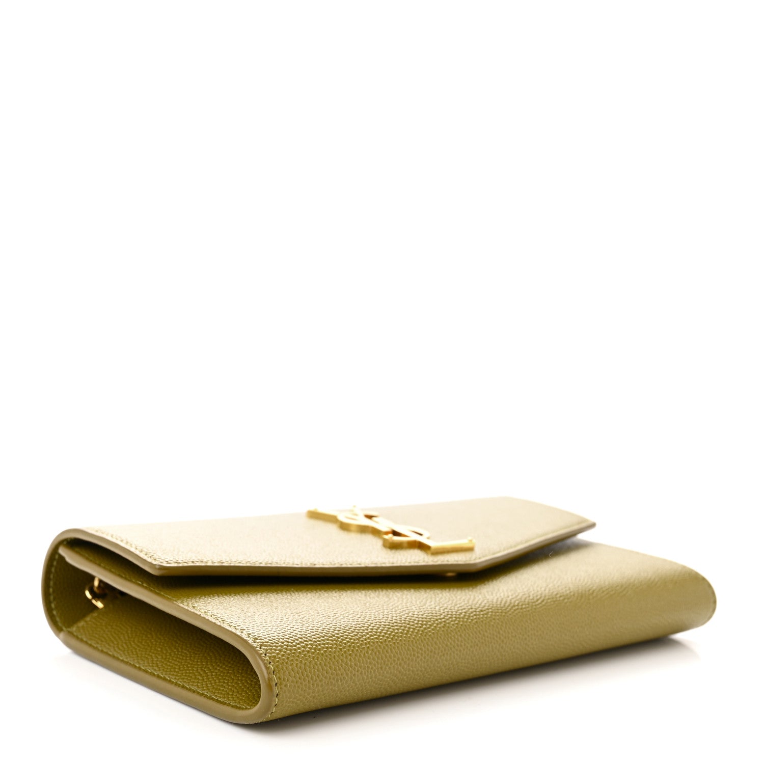 Saint Laurent Grain De Poudre Monogram Uptown Chain Wallet Olive 4 of 11
