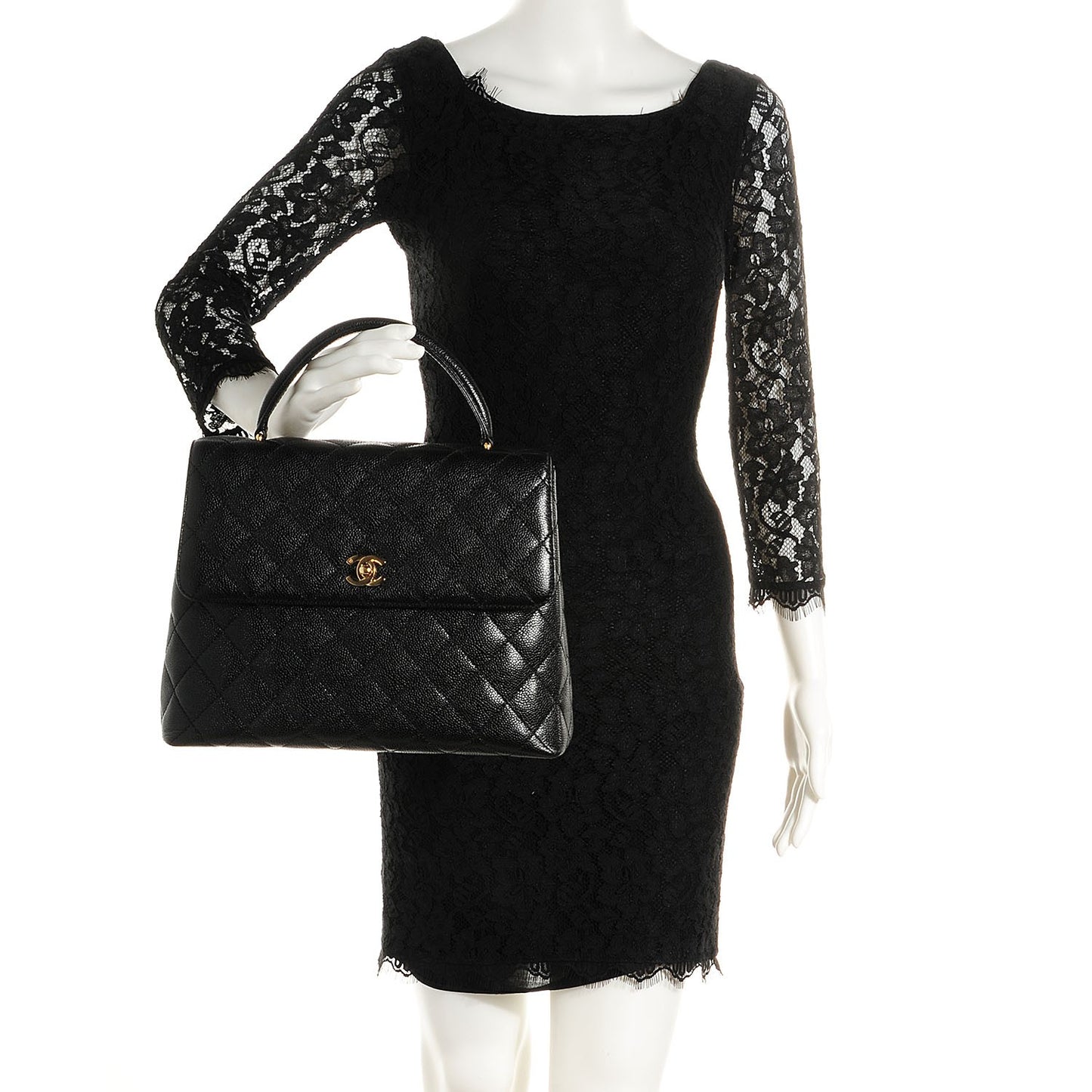 Caviar Kelly Jumbo Flap Bag Black