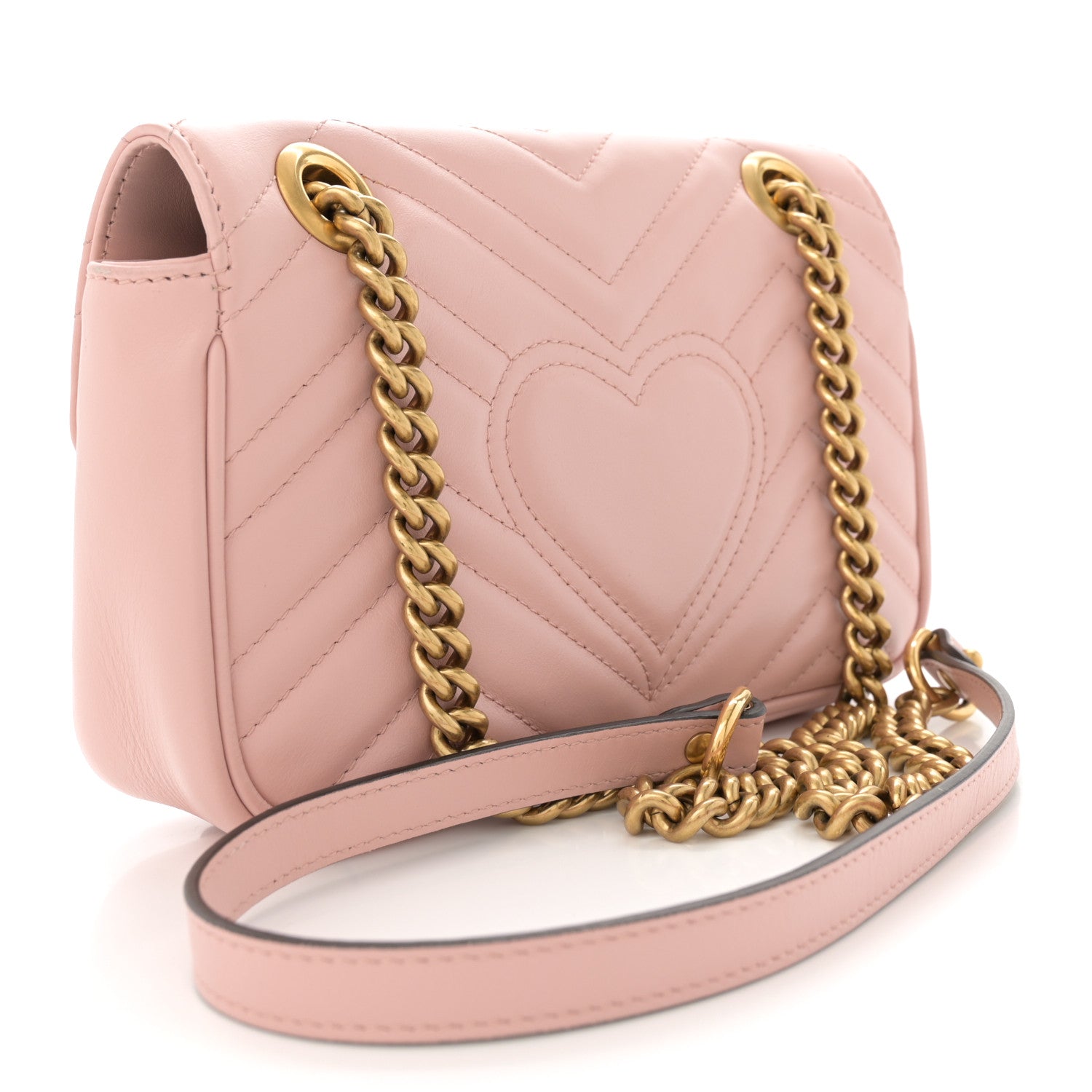 Gucci Calfskin Matelasse Mini GG Marmont Shoulder Bag Perfect Pink 3 of 13