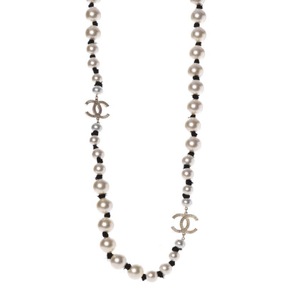 Chanel Graduated Pearl CC Long Necklace Gold 1 of 10