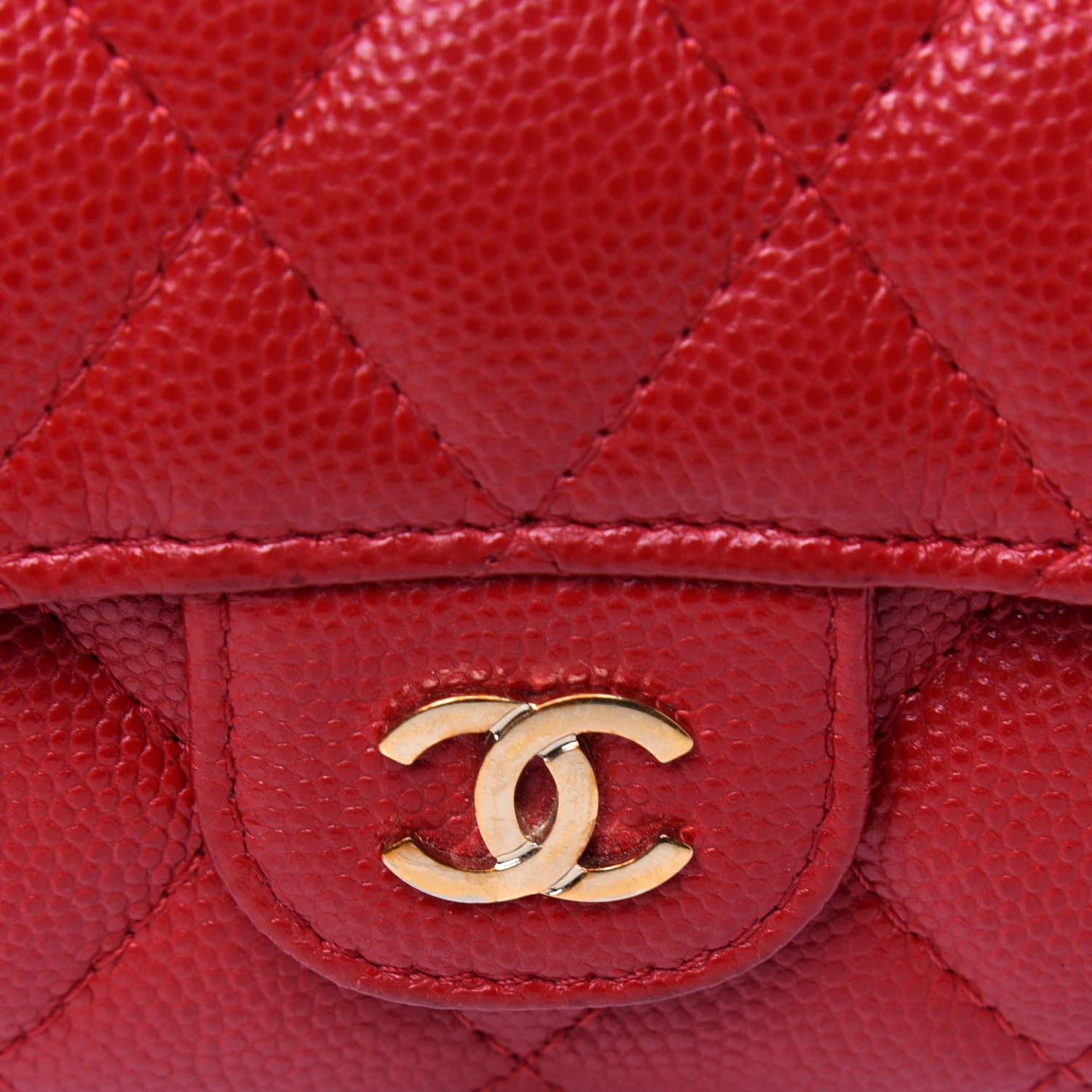 Chanel Caviar Quilted Flap Card Holder Wallet Red 11 of 12
