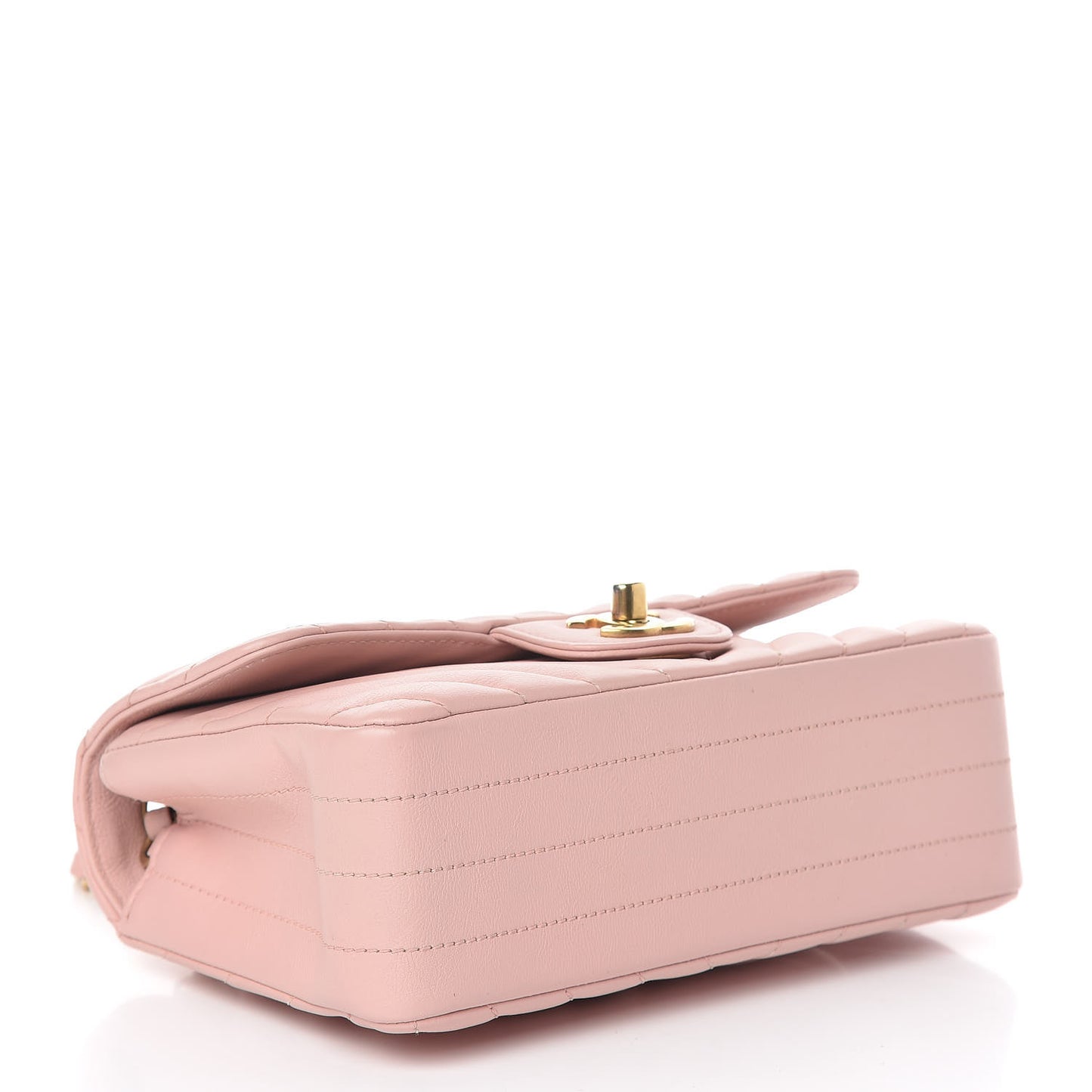 Calfskin Chevron Quilted Mini Rectangular Flap Light Pink