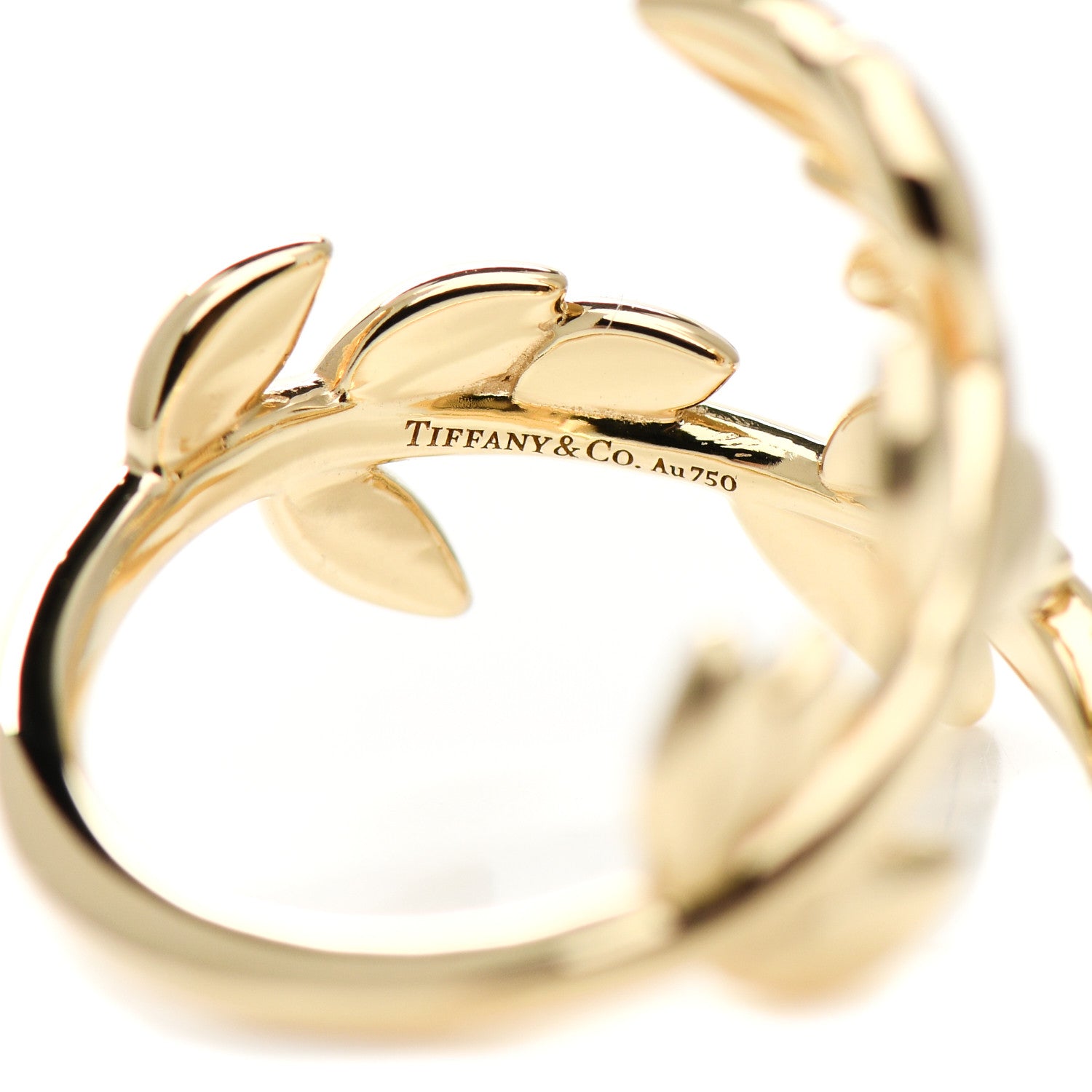 Tiffany 18K Yellow Gold Paloma Picasso Olive Leaf Bypass Ring 54 7 4 of 6