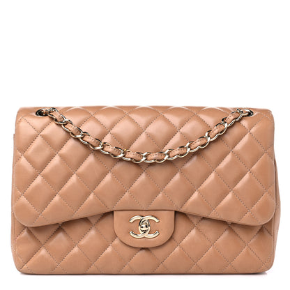 Chanel Lambskin Quilted Jumbo Double Flap Dark Beige 1 of 18