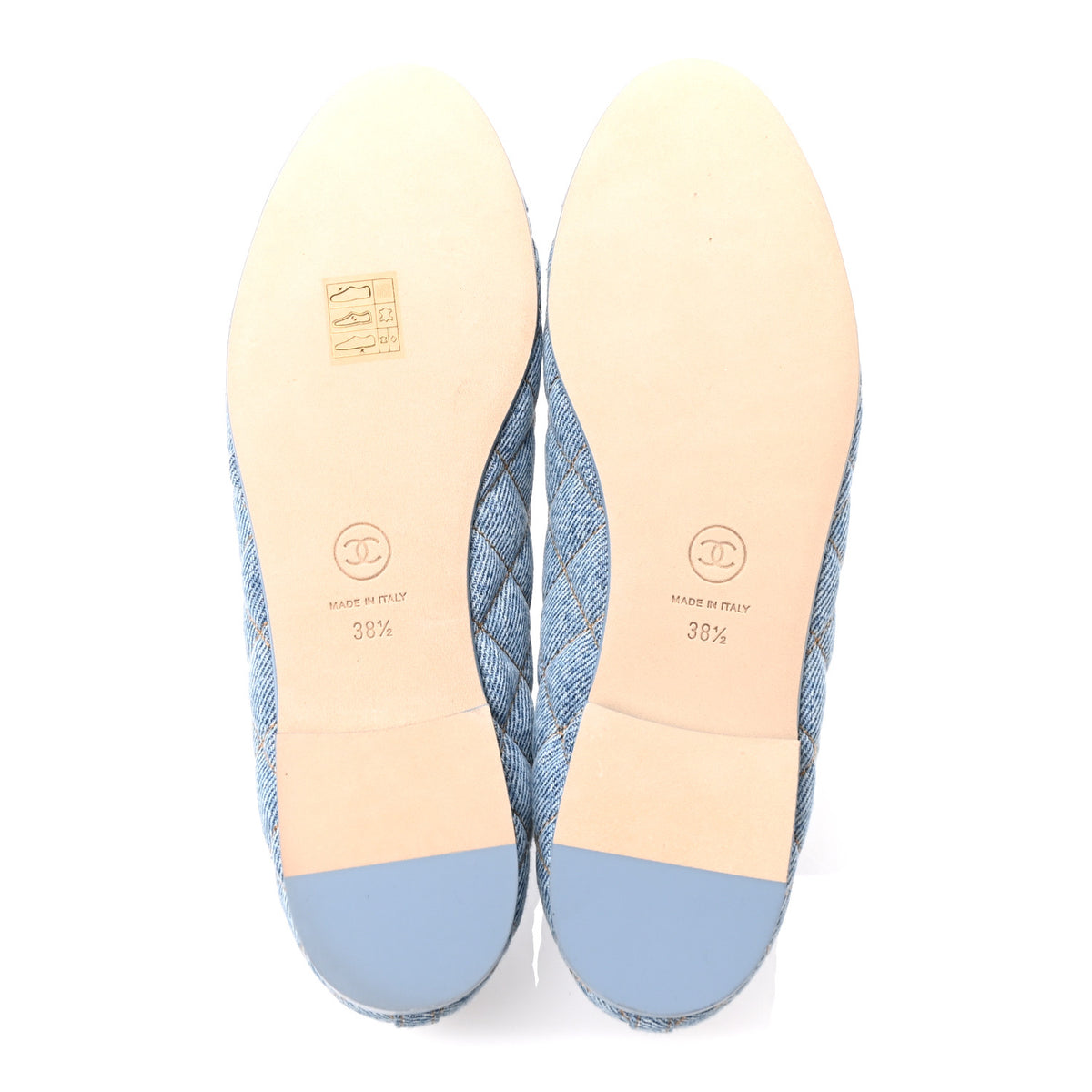 Chanel Denim Quilted CC Cap Toe Ballerina Flats 38.5 Light Blue 6 of 10