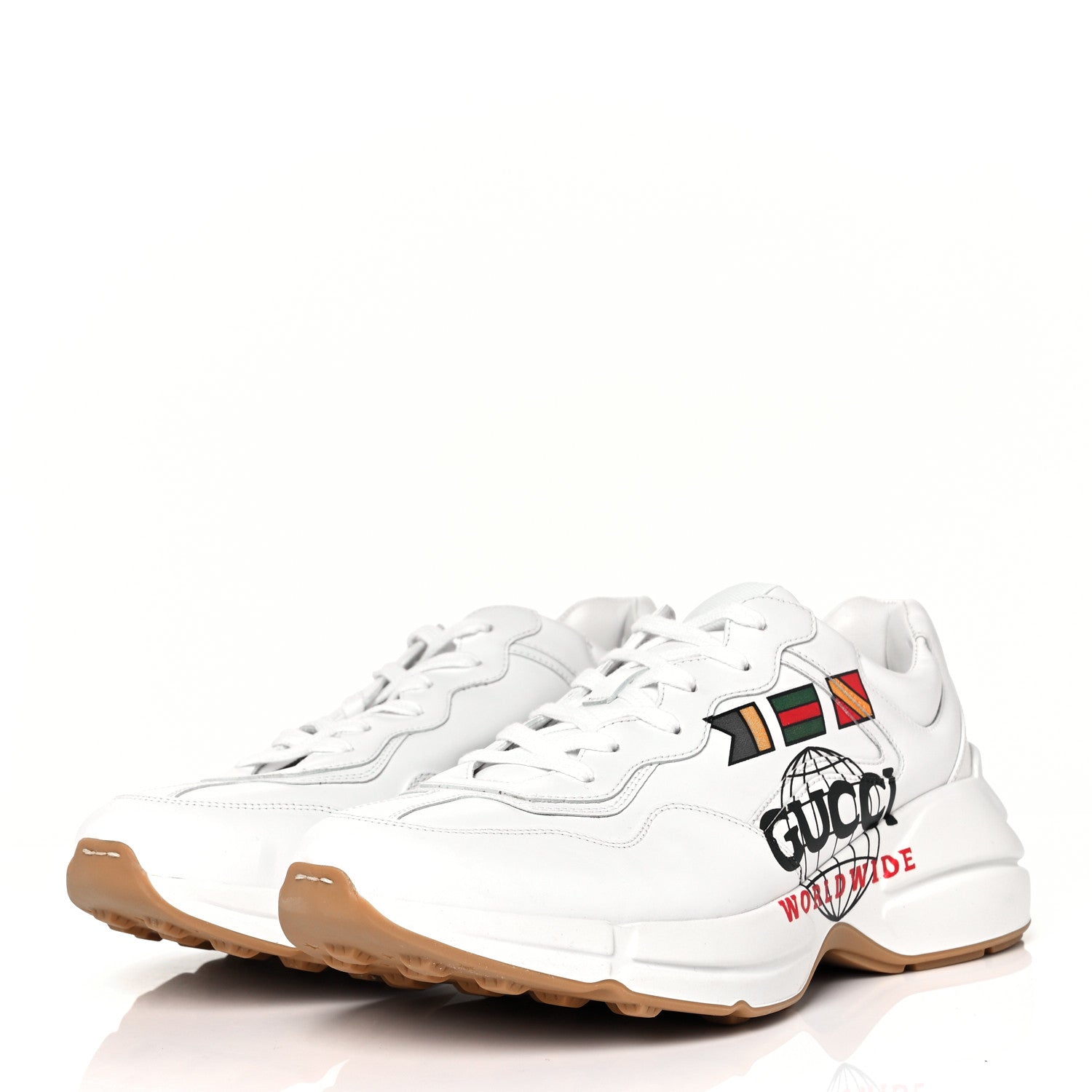 Gucci Calfskin Worldwide Mens Rhyton Sneakers 8.5 Great White 3 of 9