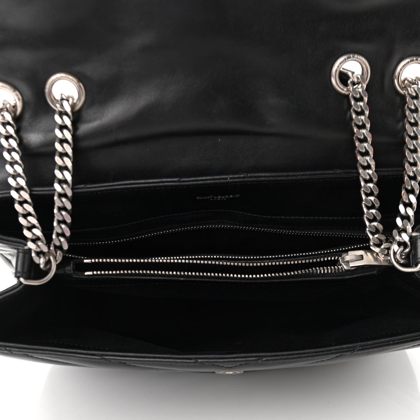 Calfskin Y Quilted Monogram Medium Loulou Chain Satchel Black