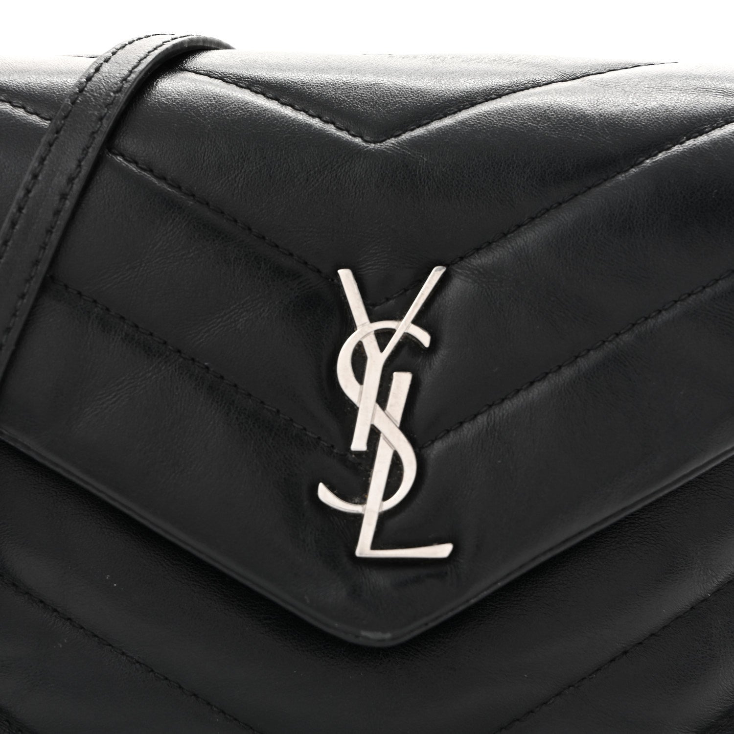 Saint Laurent Calfskin Y Quilted Monogram Toy Loulou Crossbody Bag Black 9 of 13