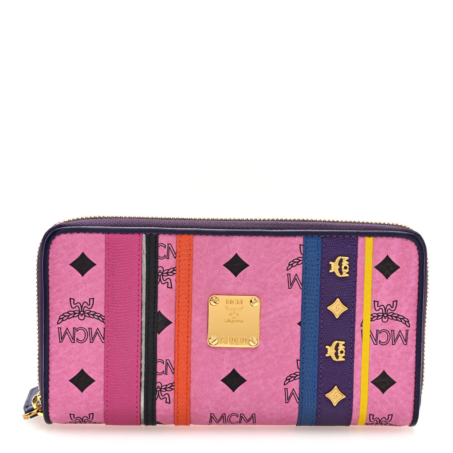 MCM Visetos Charms Large Zip Around Wallet Pink 1 of 6