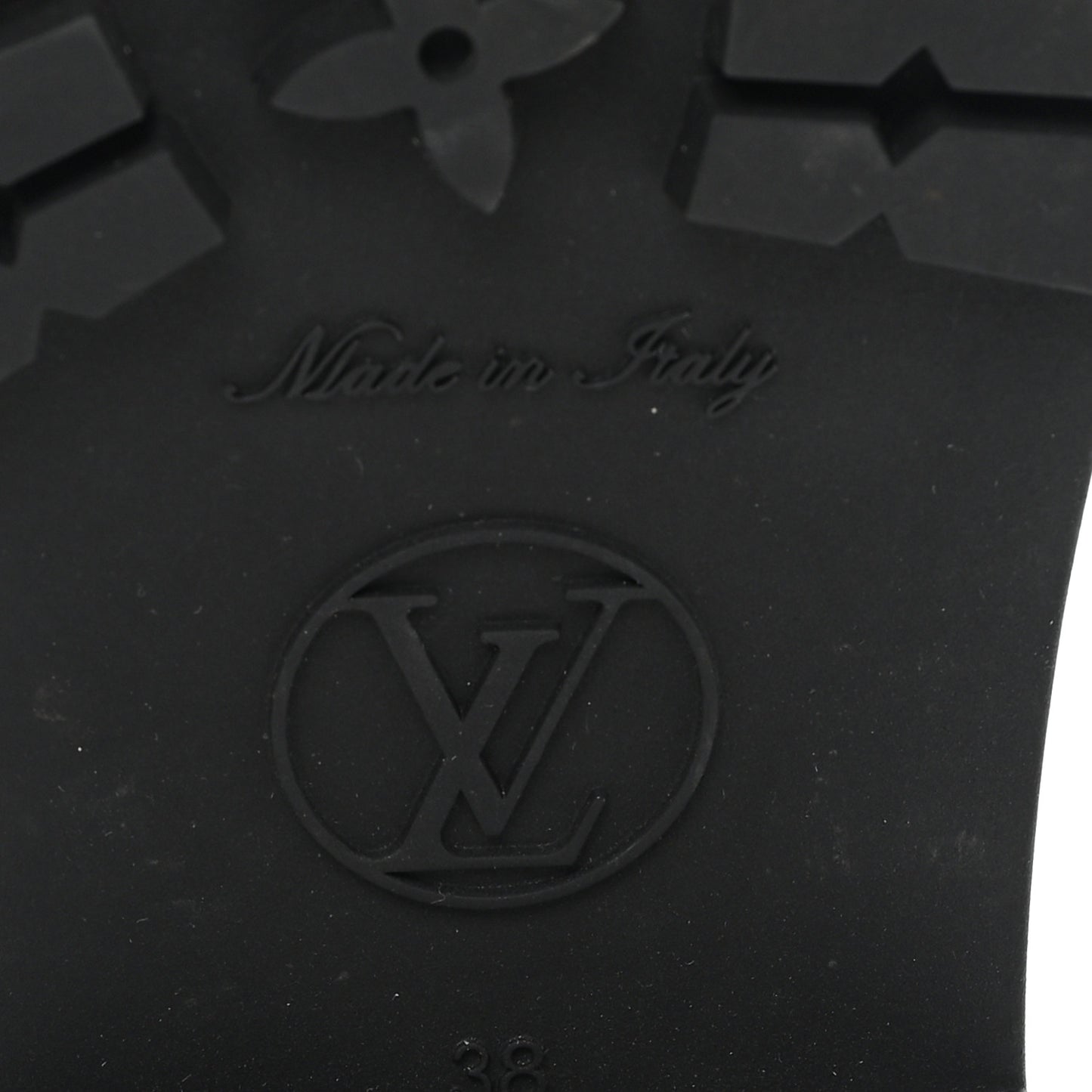 Rubber Embossed Monogram Drops Flat Half Boots 38 Black
