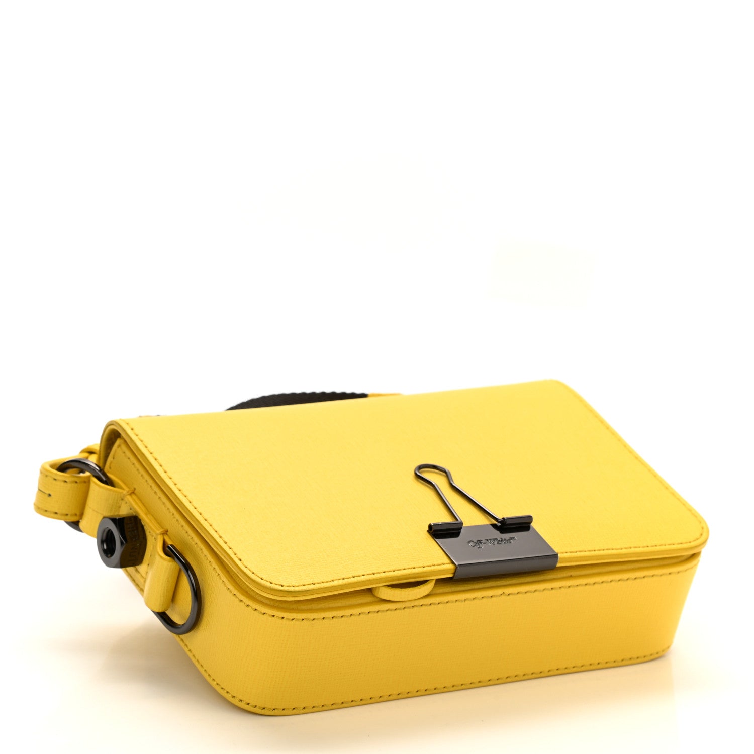 Off-White Calfskin Mini Binder Clip Bag Yellow 4 of 7