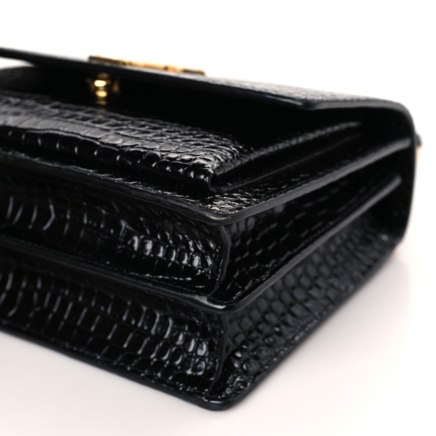 Saint Laurent Calfskin Crocodile Embossed Medium Monogram Sunset Black 8 of 8