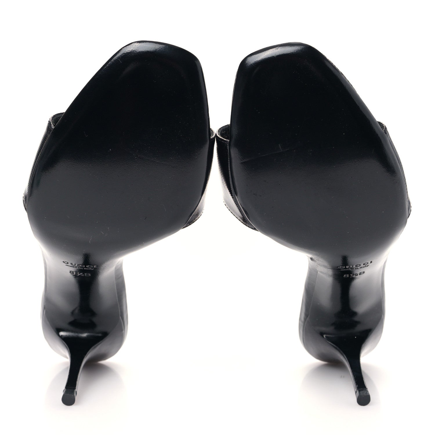 Gucci Calfskin Womens Tess Mid Heel Slide Sandals 8.5 Black 5 of 9
