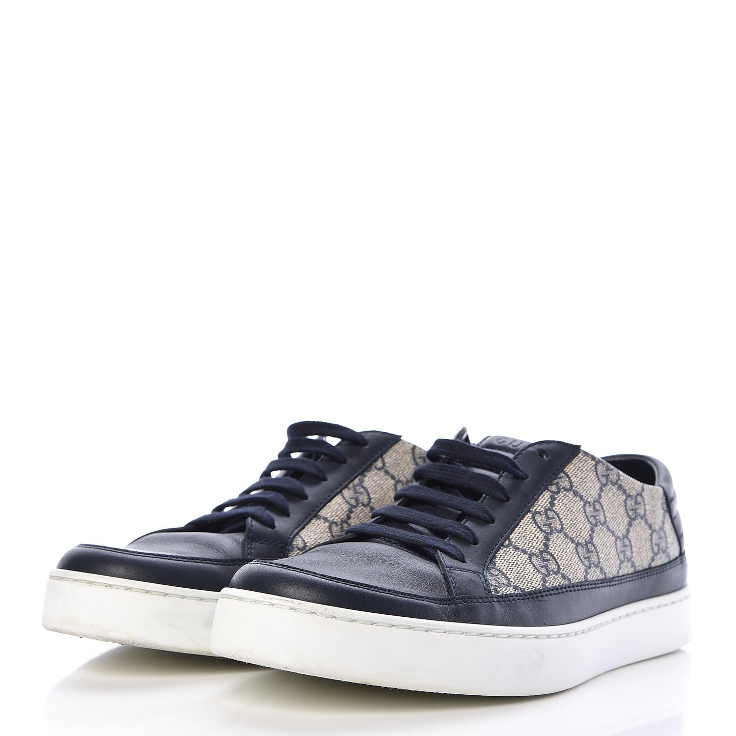 GG Supreme Monogram Calfskin Mens Low Top Sneakers 6 Blue Beige