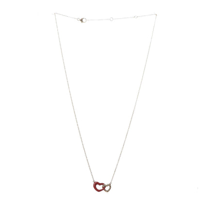 David Yurman 18K Yellow Gold Enamel Cable Double Heart Pendant Necklace Red 3 of 5