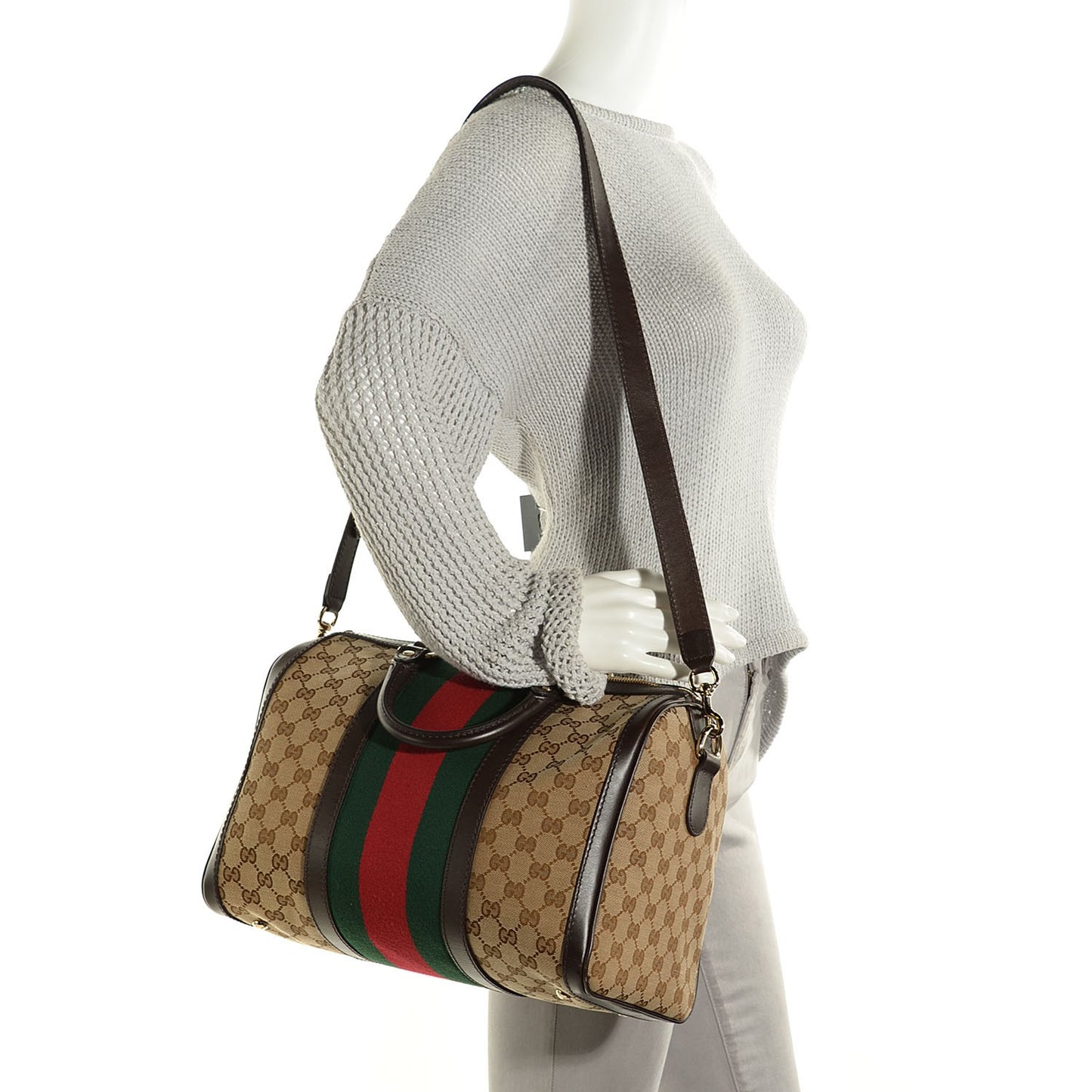 Monogram Vintage Web Medium Boston Dark Brown
