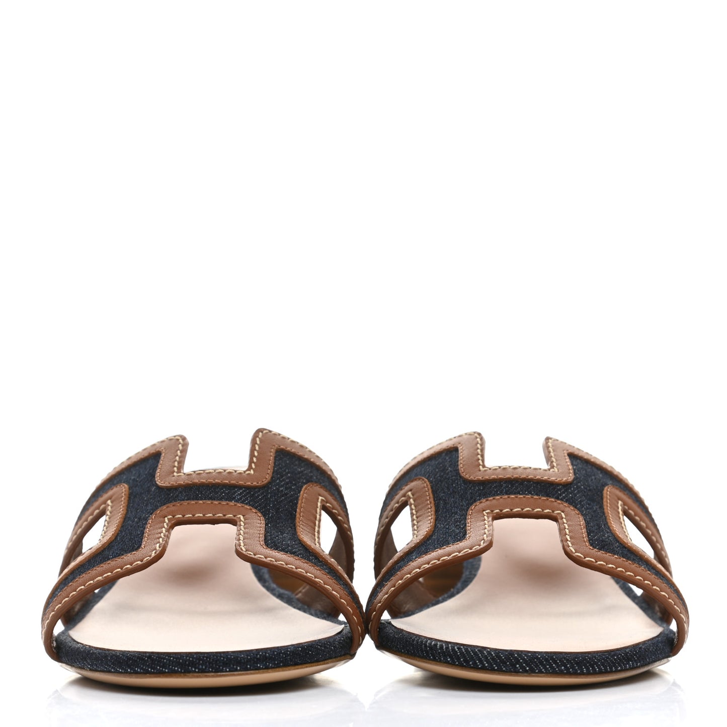 Calfskin Denim Oasis Sandals 36 Bleu Brut Gold