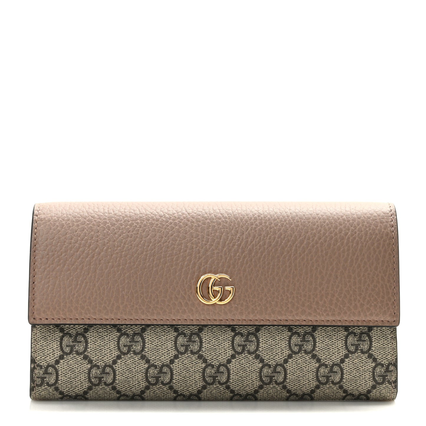 Dollar Calfskin GG Supreme Monogram GG Marmont Continental Wallet Old Rose Beige Ebony
