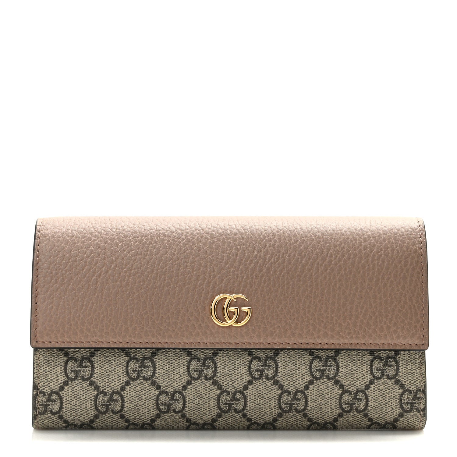 Gucci Dollar Calfskin GG Supreme Monogram GG Marmont Continental Wallet Old Rose Beige Ebony 1 of 9