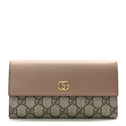 Gucci Dollar Calfskin GG Supreme Monogram GG Marmont Continental Wallet Old Rose Beige Ebony 1 of 9