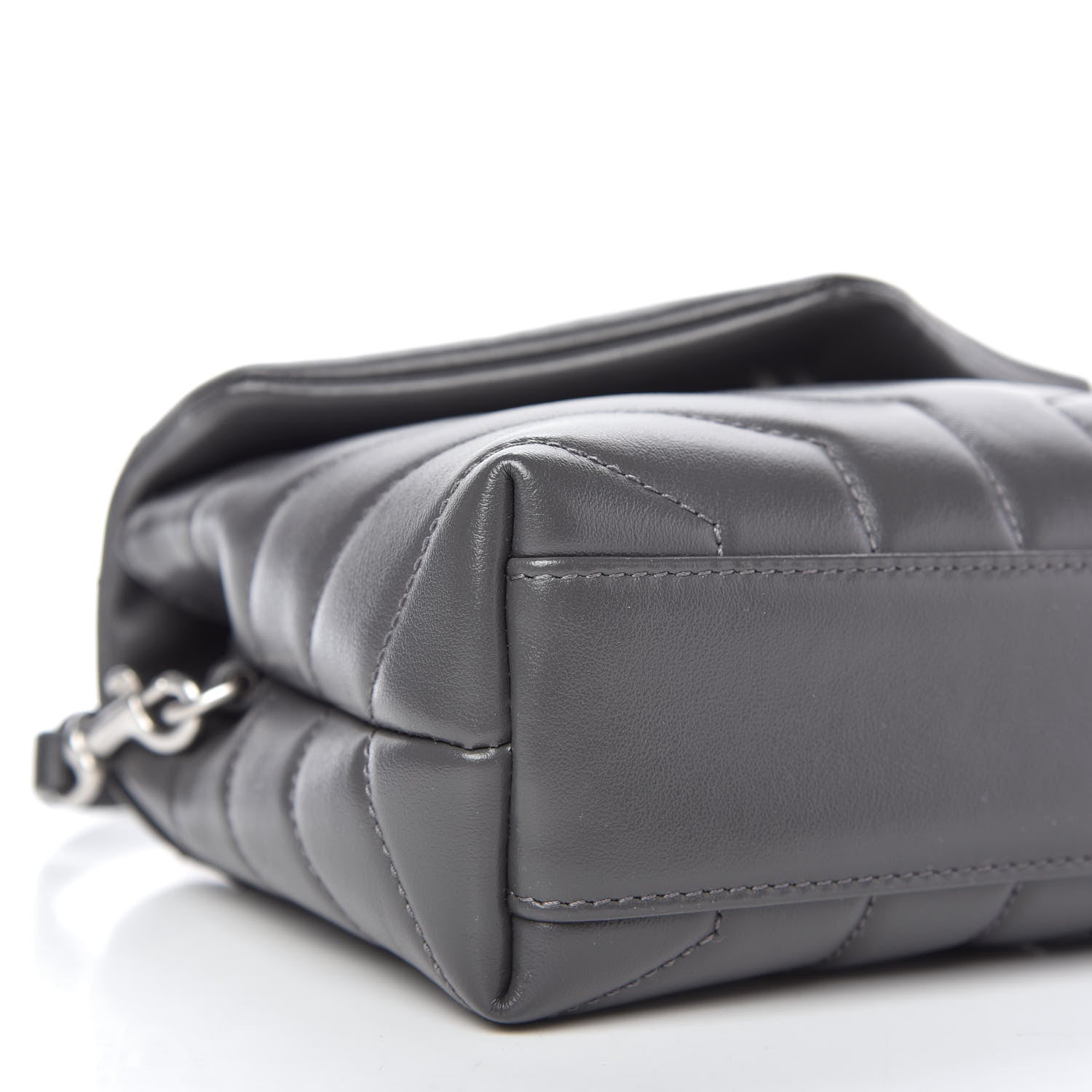 Saint Laurent Calfskin Y Quilted Monogram Toy Loulou Crossbody Bag Storm 6 of 10